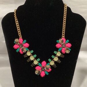 J. Crew Pink and Green Floral Necklace
